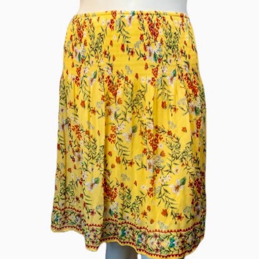 💲SALE💲 NWT Max Studio Yellow Floral Print Short Skirt Elasticized Waist